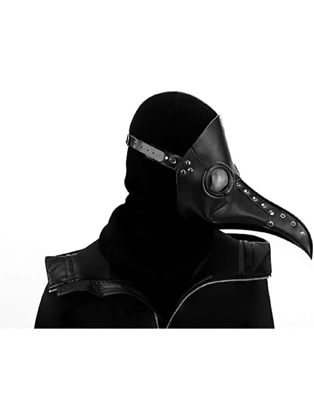 Black Leather Plague Doctor Gas Face Mask Slave Bondage BDSM Costume Cosplay NWT